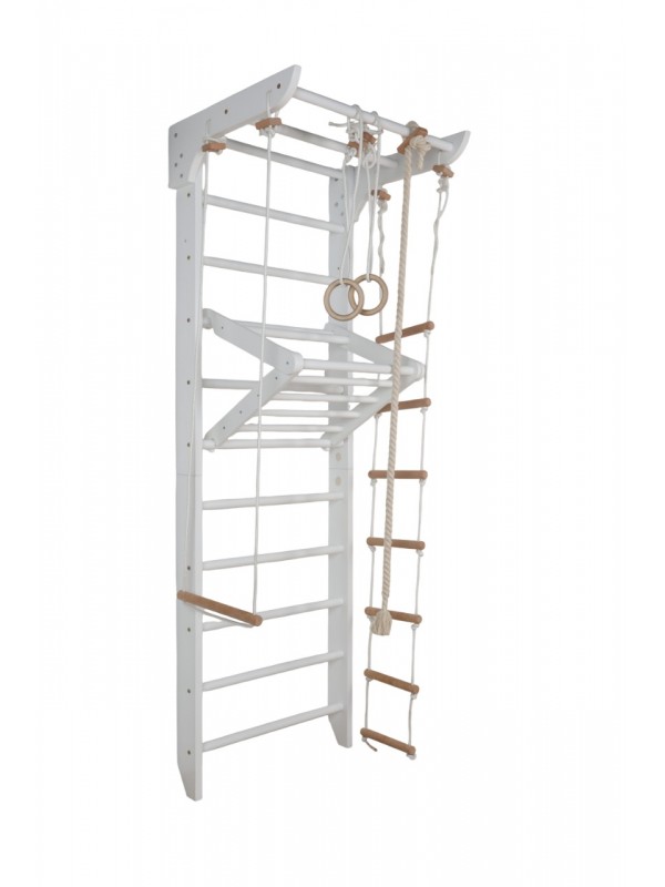 Fehér falépcső kiegészítőkkel – Otthoni edzés gyerekeknek és felnőtteknek Fehér falépcső kiegészítőkkel – Otthoni edzés gyerekeknek és felnőtteknek