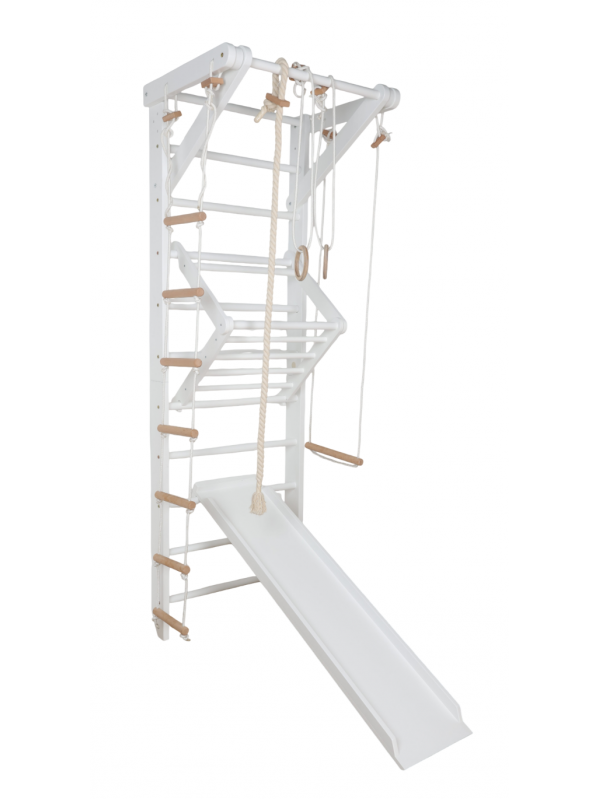 SPORT 5 fehér fa svéd létra kiegészítőkkel SPORT 5 fehér fa svéd létra kiegészítőkkel